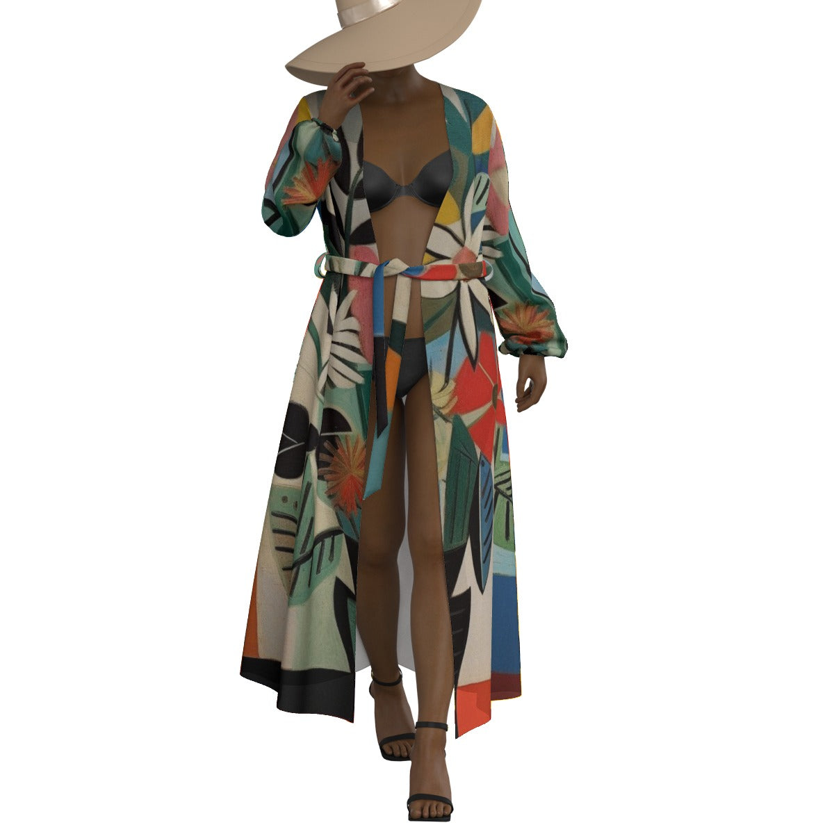 All-Over Print Women's Lace-up Chiffon Robe