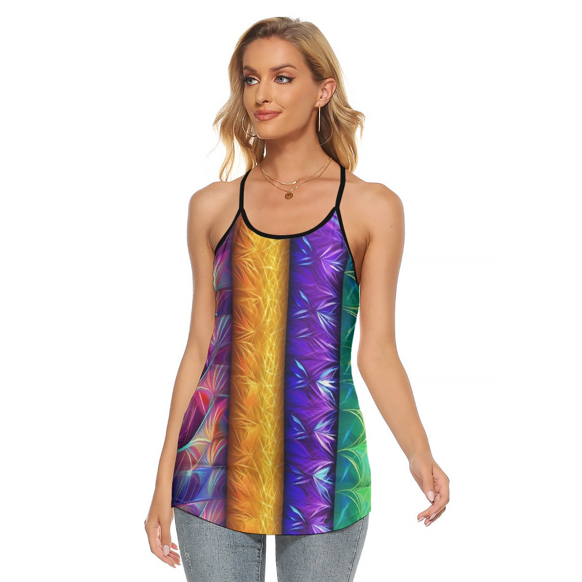 All-Over Print Women's Criss-Cross Open Back Tank Top