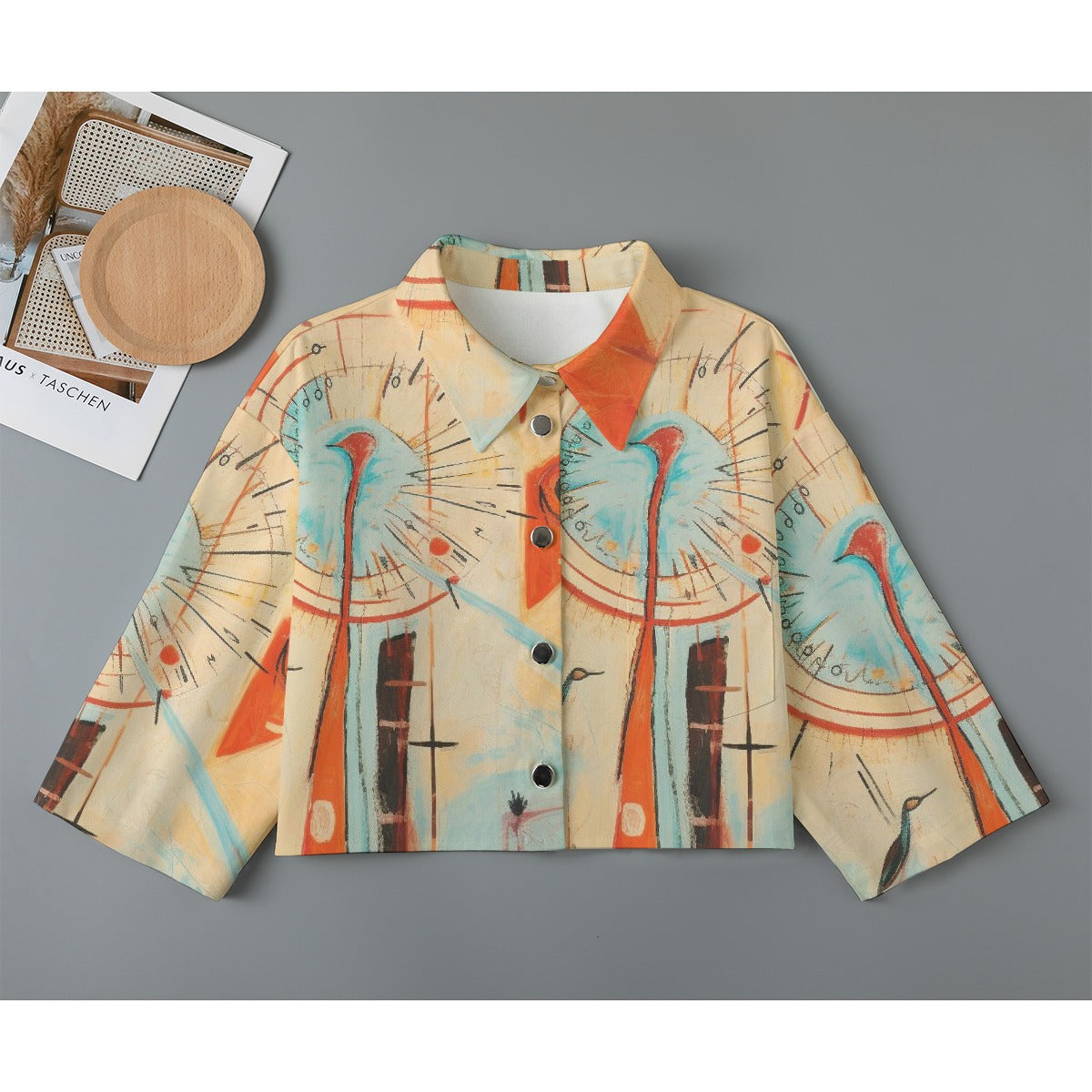 All-Over Print Women's Cropped Jacket | 245GSM Cotton