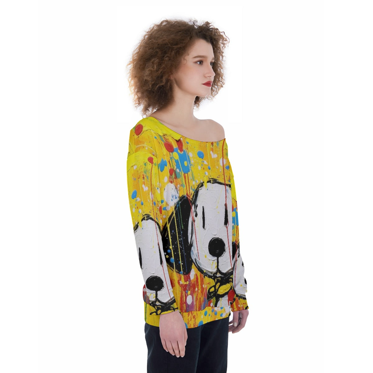 All-Over Print Oversized Women's Off-Shoulder Sweatshirt