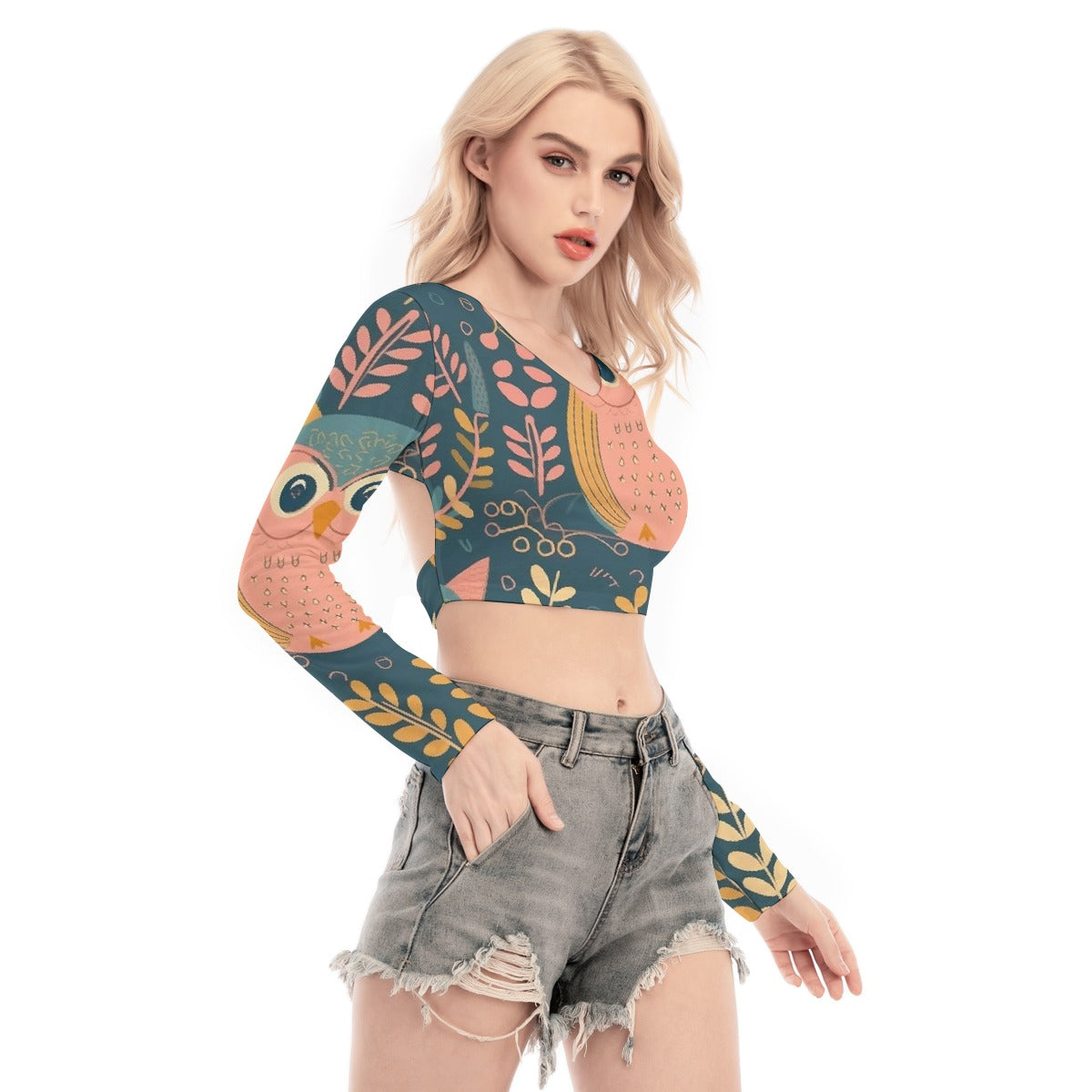 All-Over Print Women's Back Hollow T-shirt With Strap