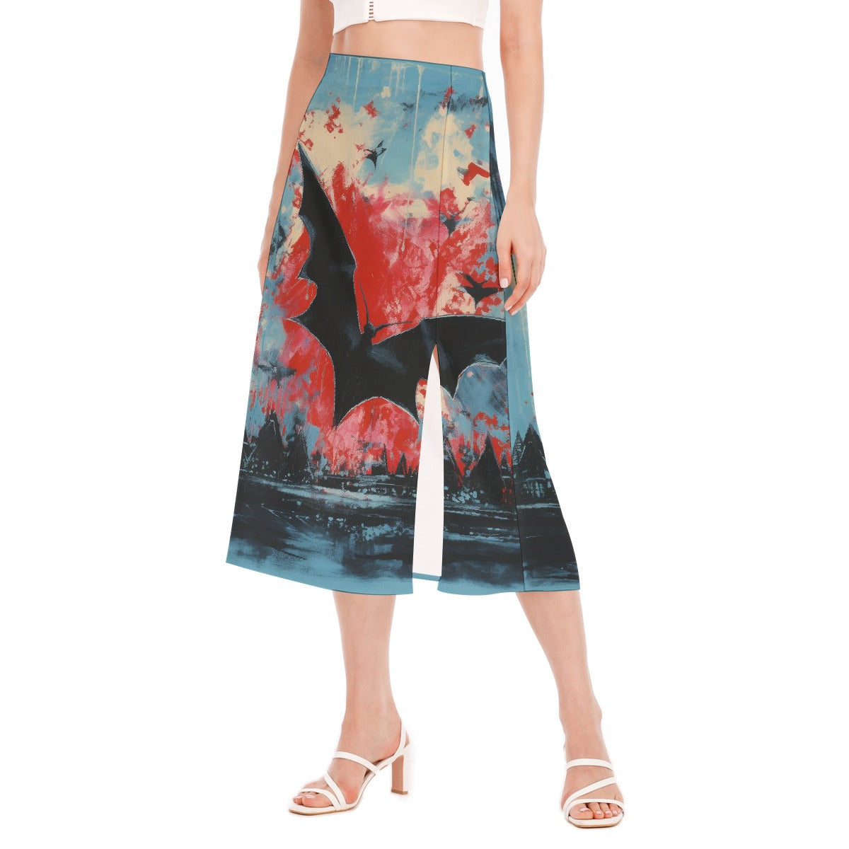 All-Over Print Women's High Slit Long Skirt