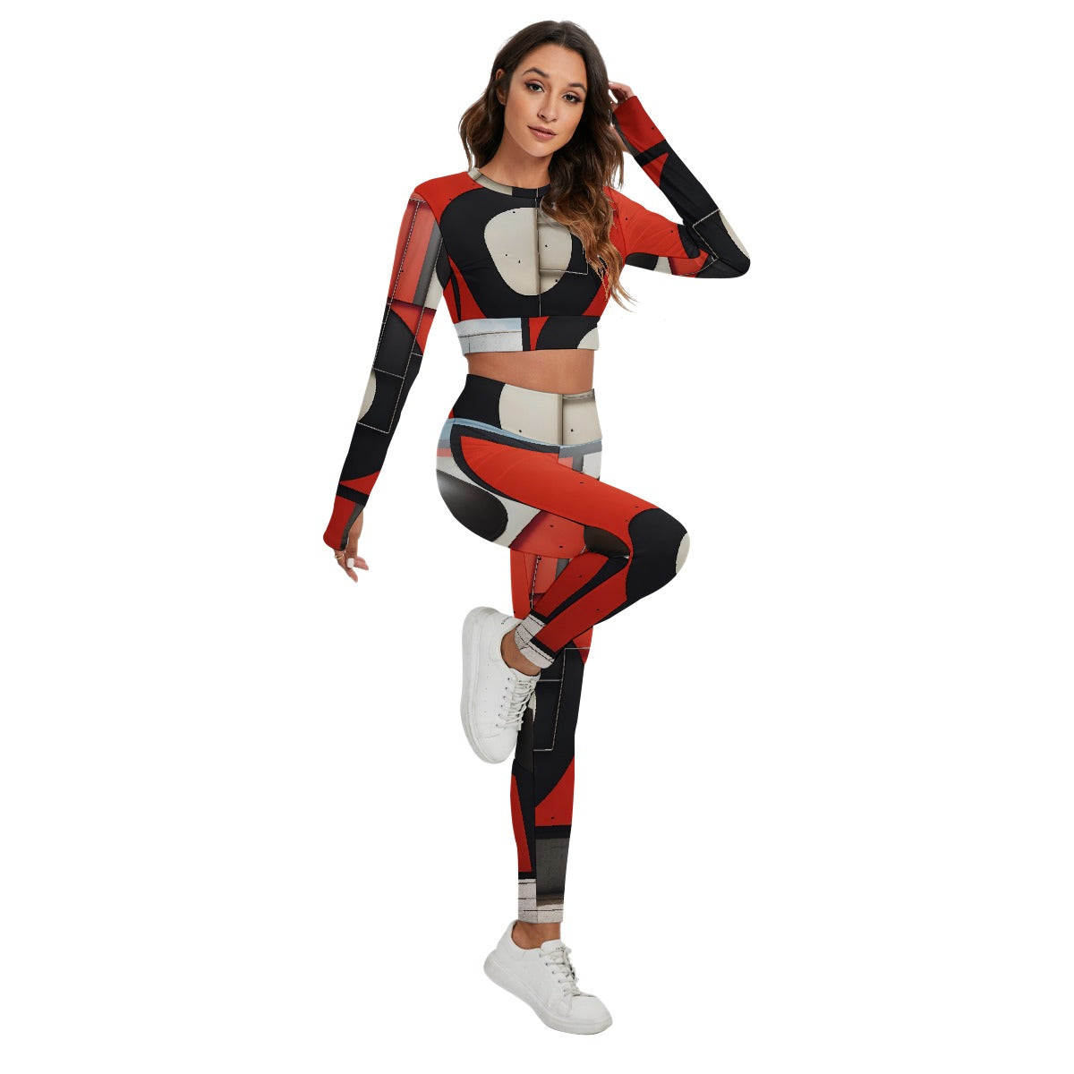 All-Over Print Women's Sport Set With Backless Top And Leggings