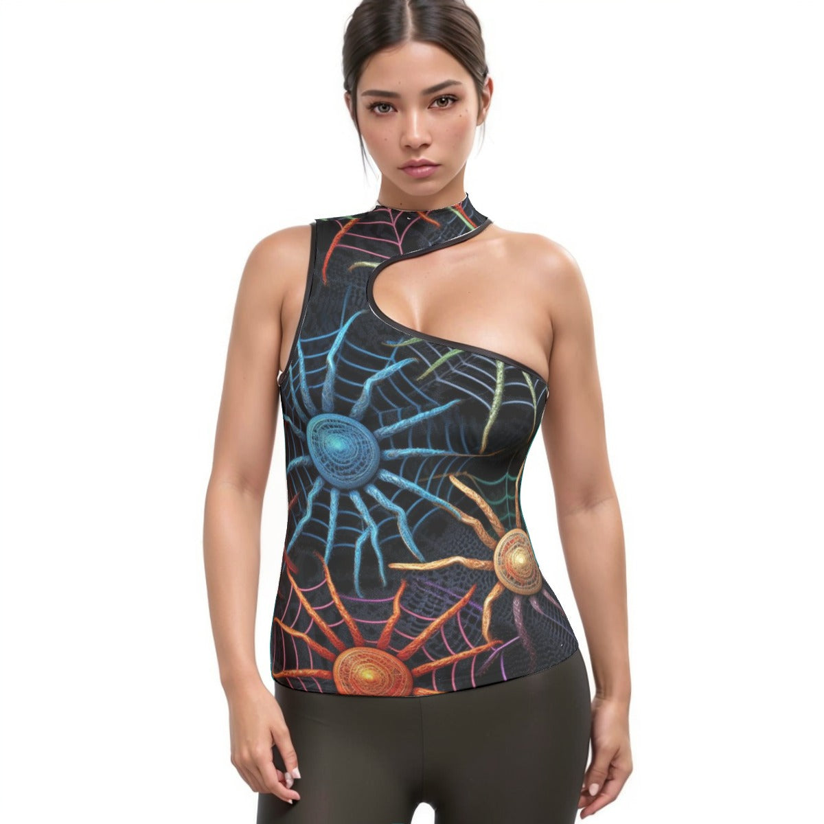 All-Over Print Women's Halter Sleeveless Asymmetrical Tank Top