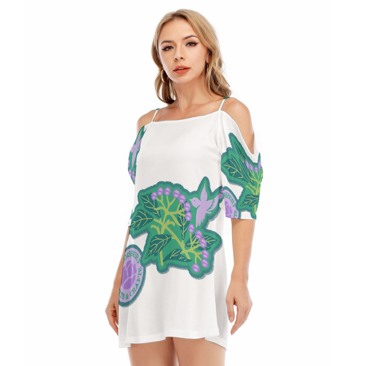 All-Over Print Women's Off-shoulder Cami Dress