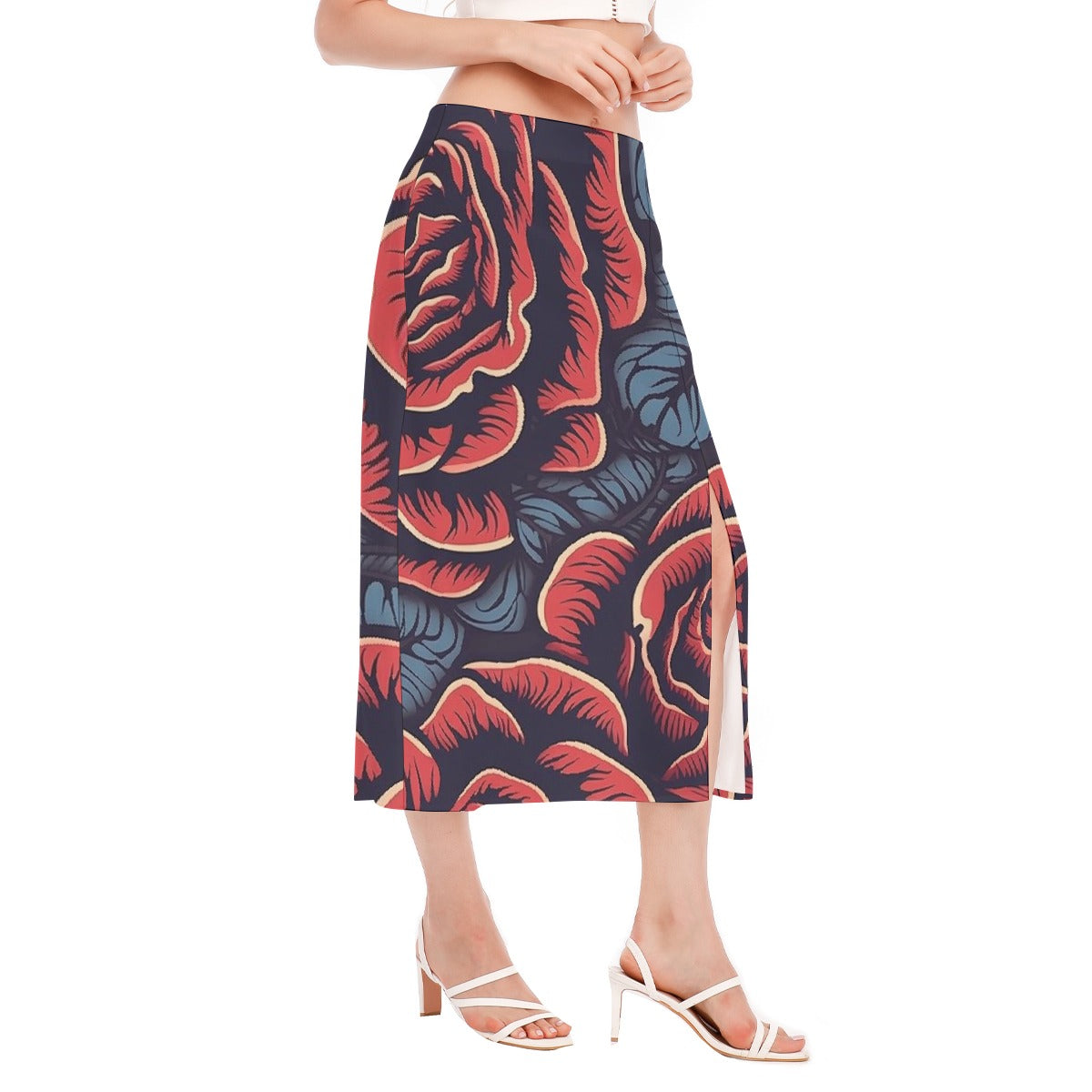 All-Over Print Women's High Slit Long Skirt