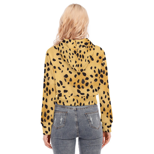 All-Over Print Women's Crop Top Hoodie With Zipper Closure