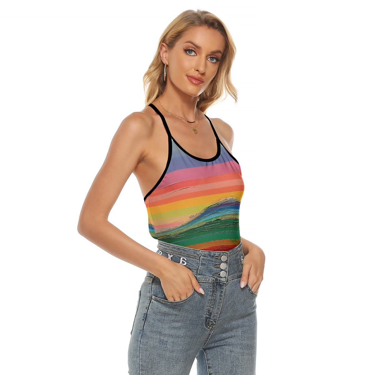 All-Over Print Women's Criss-Cross Open Back Tank Top
