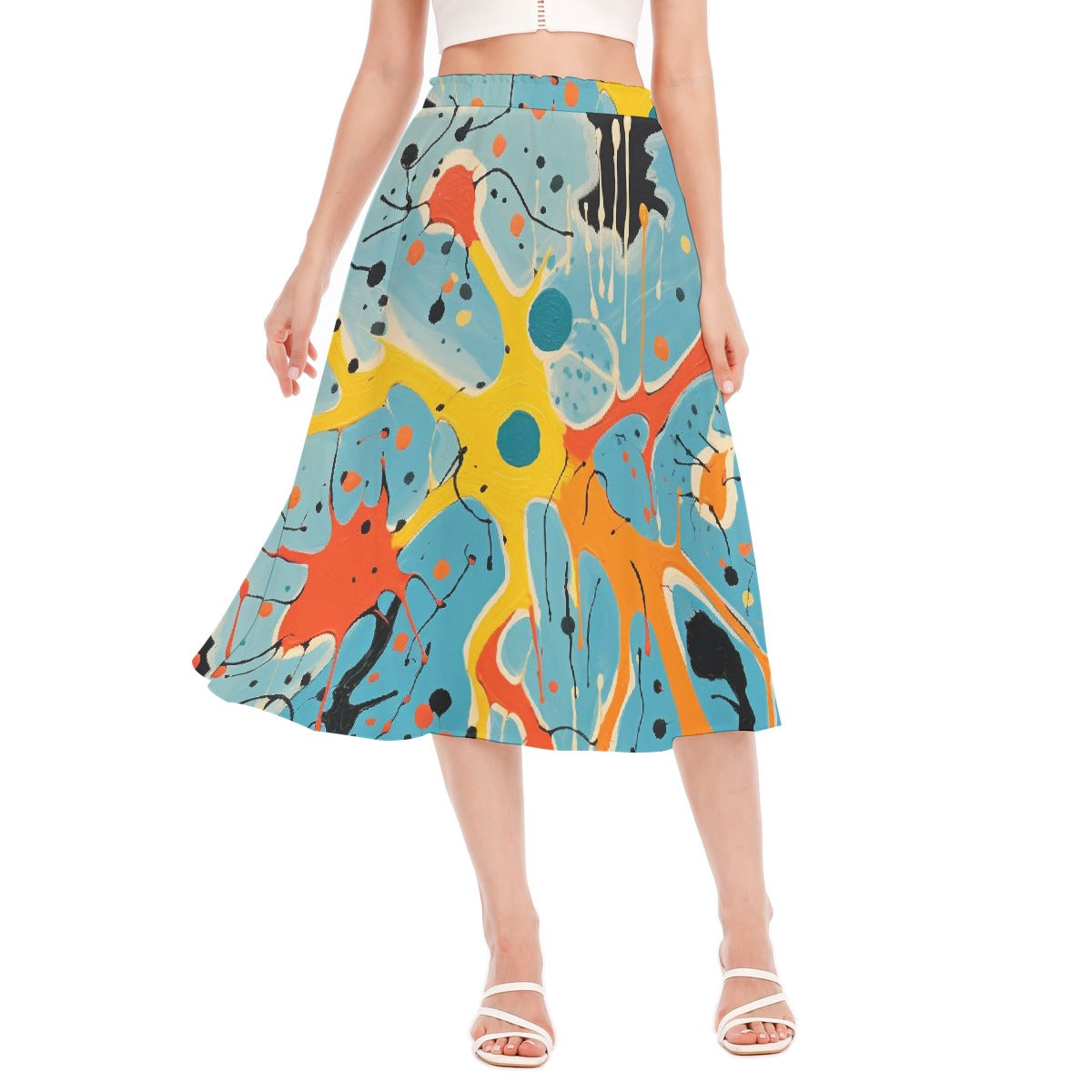 All-Over Print Women's Long Section Chiffon Skirt