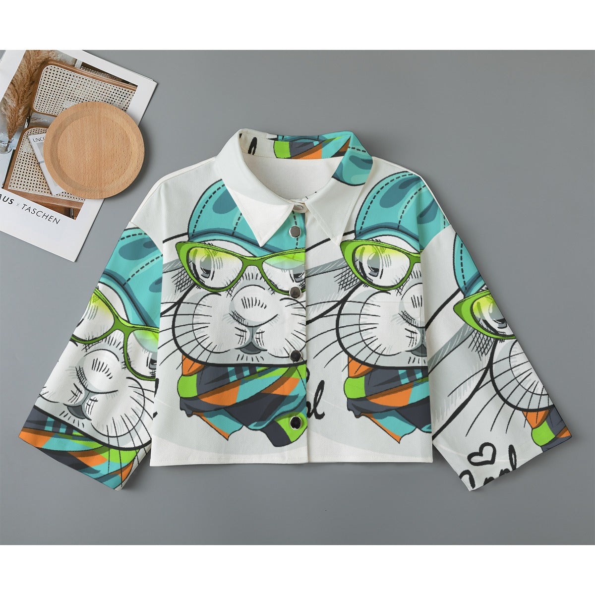 All-Over Print Women's Cropped Jacket | 245GSM Cotton