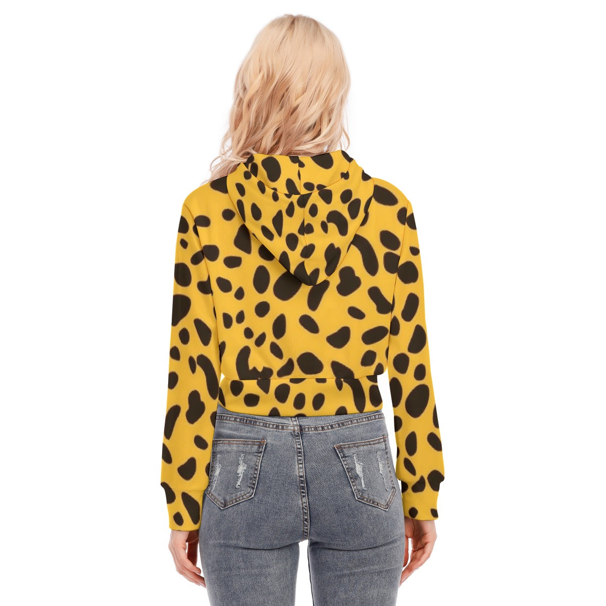 All-Over Print Women's Crop Top Hoodie With Zipper Closure