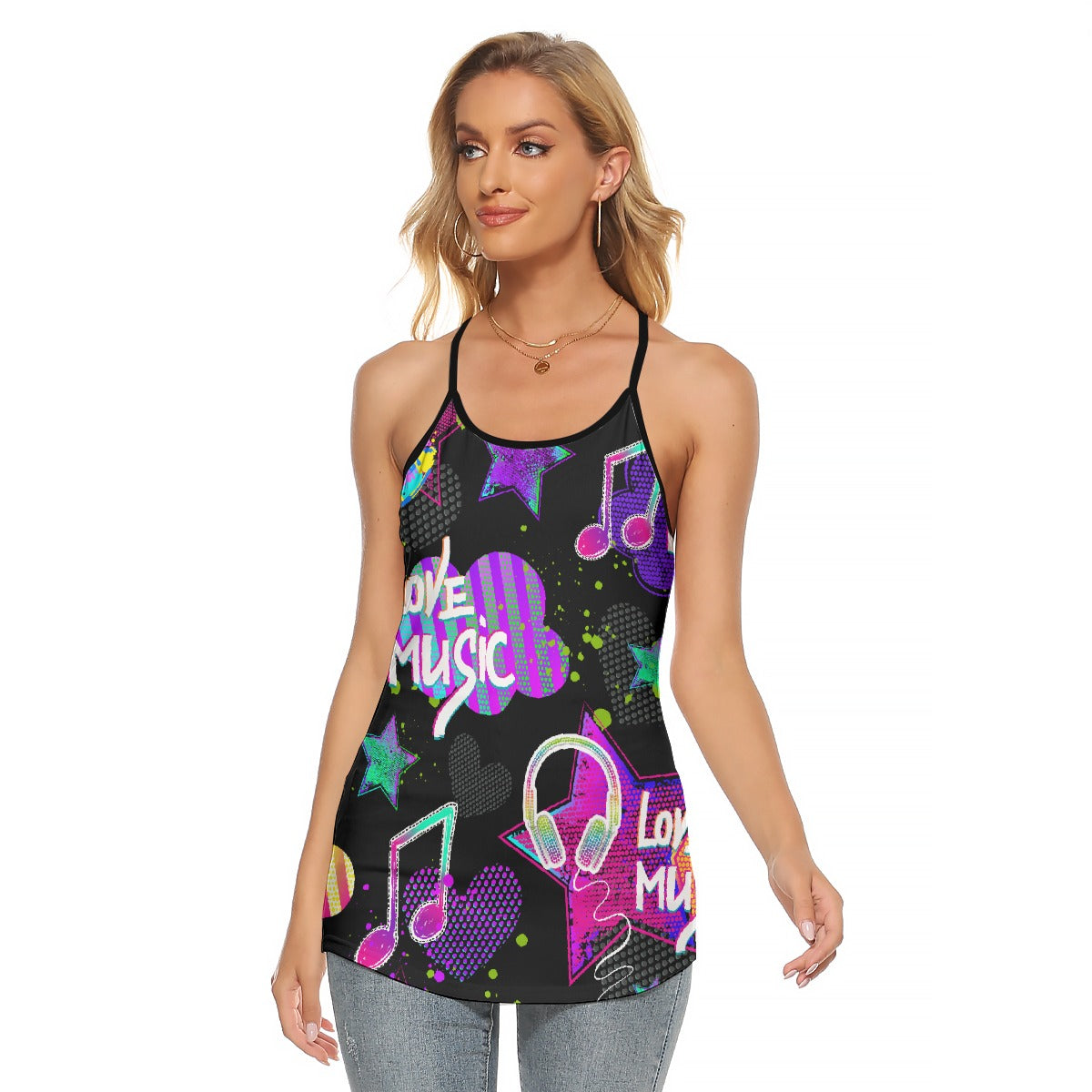 All-Over Print Women's Criss-Cross Open Back Tank Top