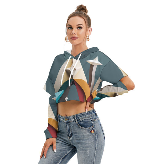 All-Over Print Women's Heavy Fleece Hoodie With Hollow Out Sleeve