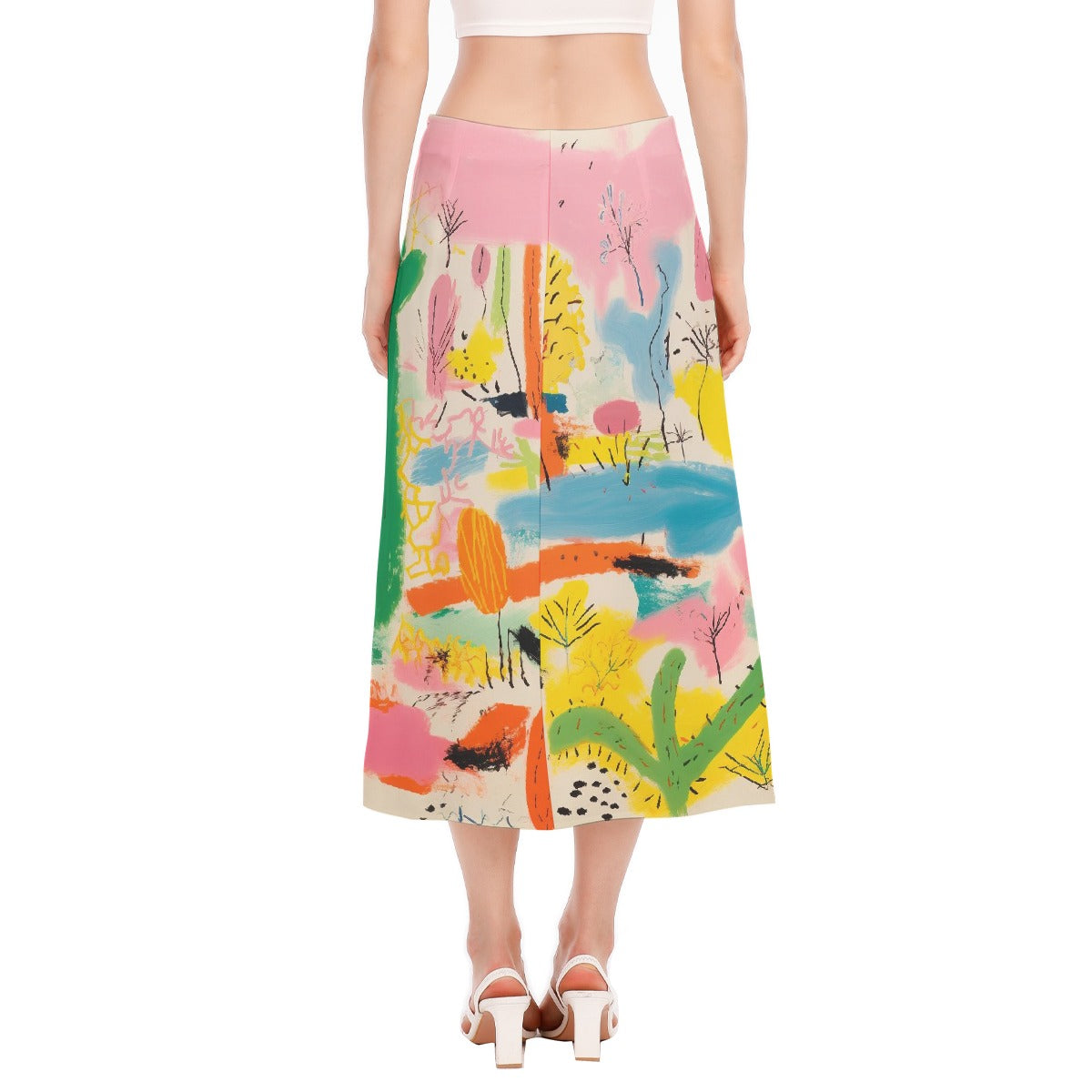 All-Over Print Women's High Slit Long Skirt