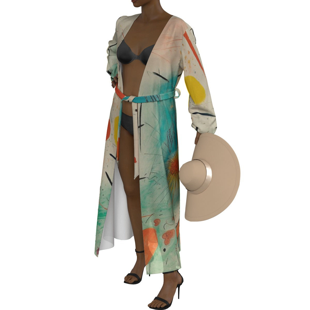 All-Over Print Women's Lace-up Chiffon Robe