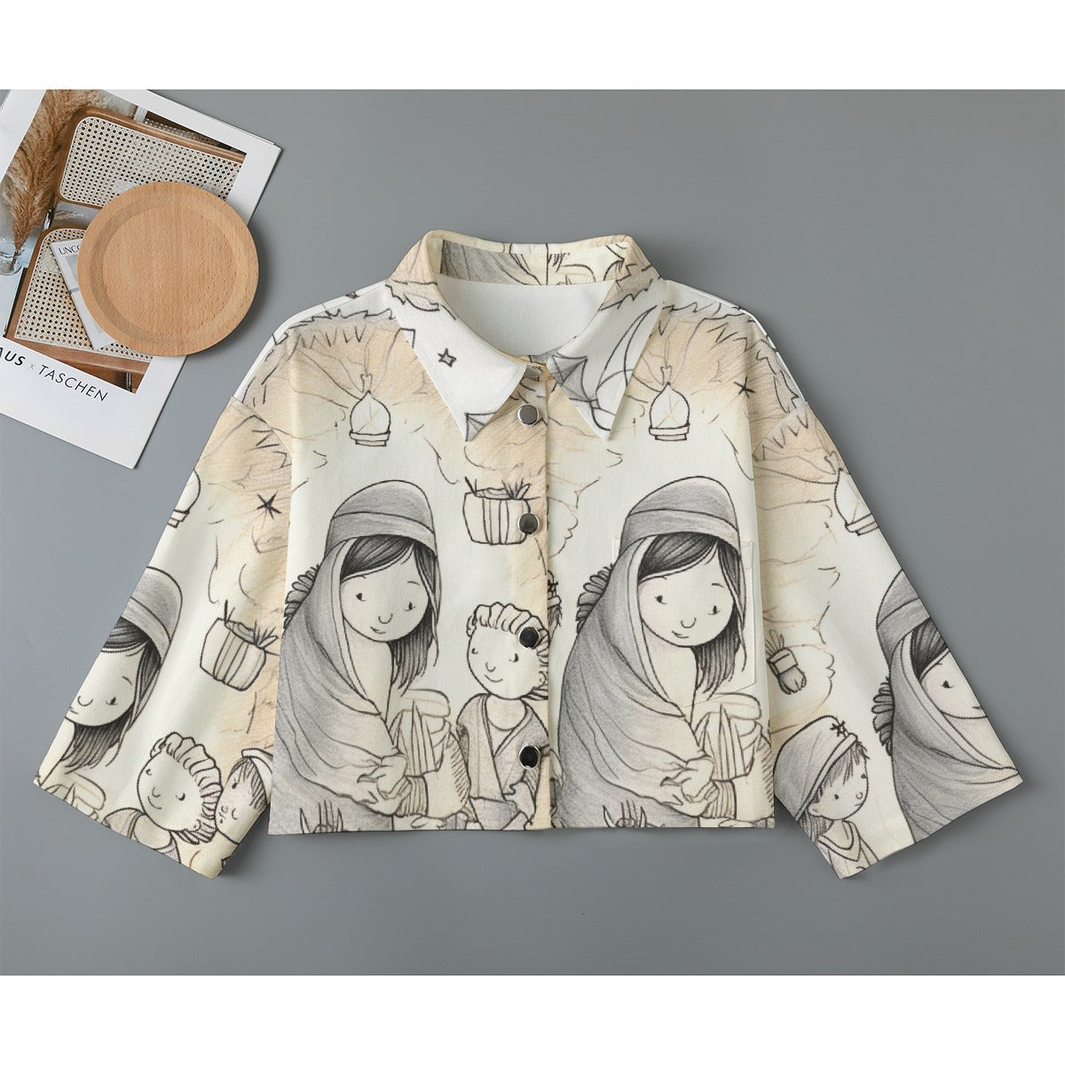 All-Over Print Women's Cropped Jacket | 245GSM Cotton