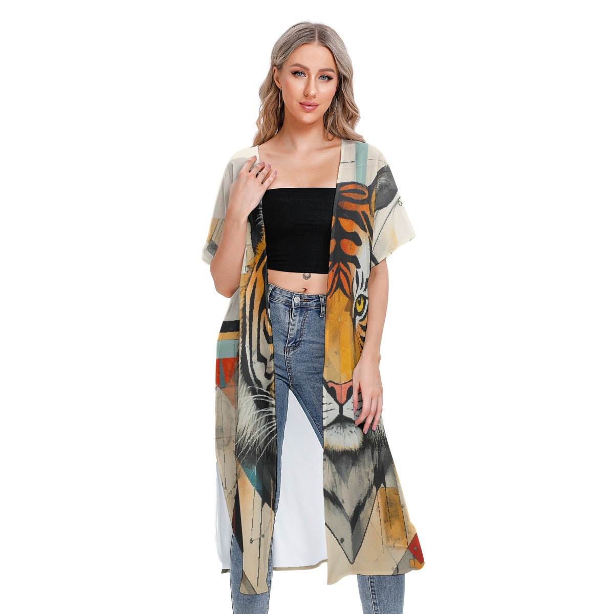 All-Over Print Women's Short Sleeve Cardigan