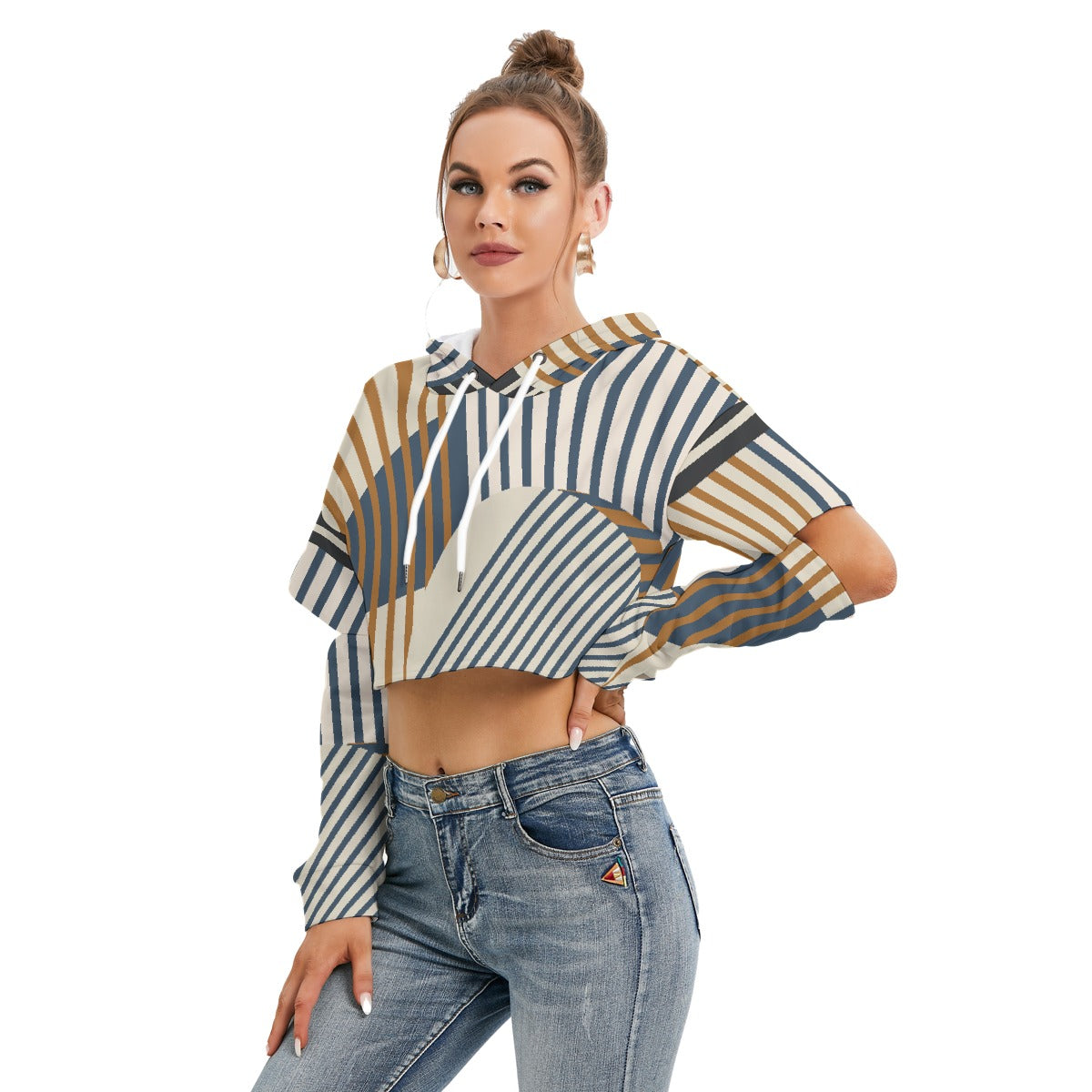 All-Over Print Women's Heavy Fleece Hoodie With Hollow Out Sleeve