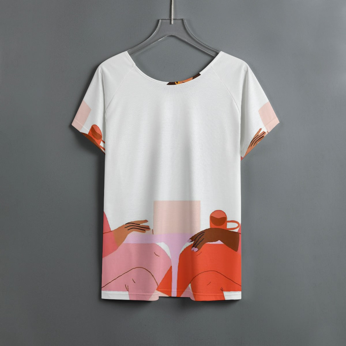 All-Over Print Women's Round Neck T-shirt With Raglan Sleeve