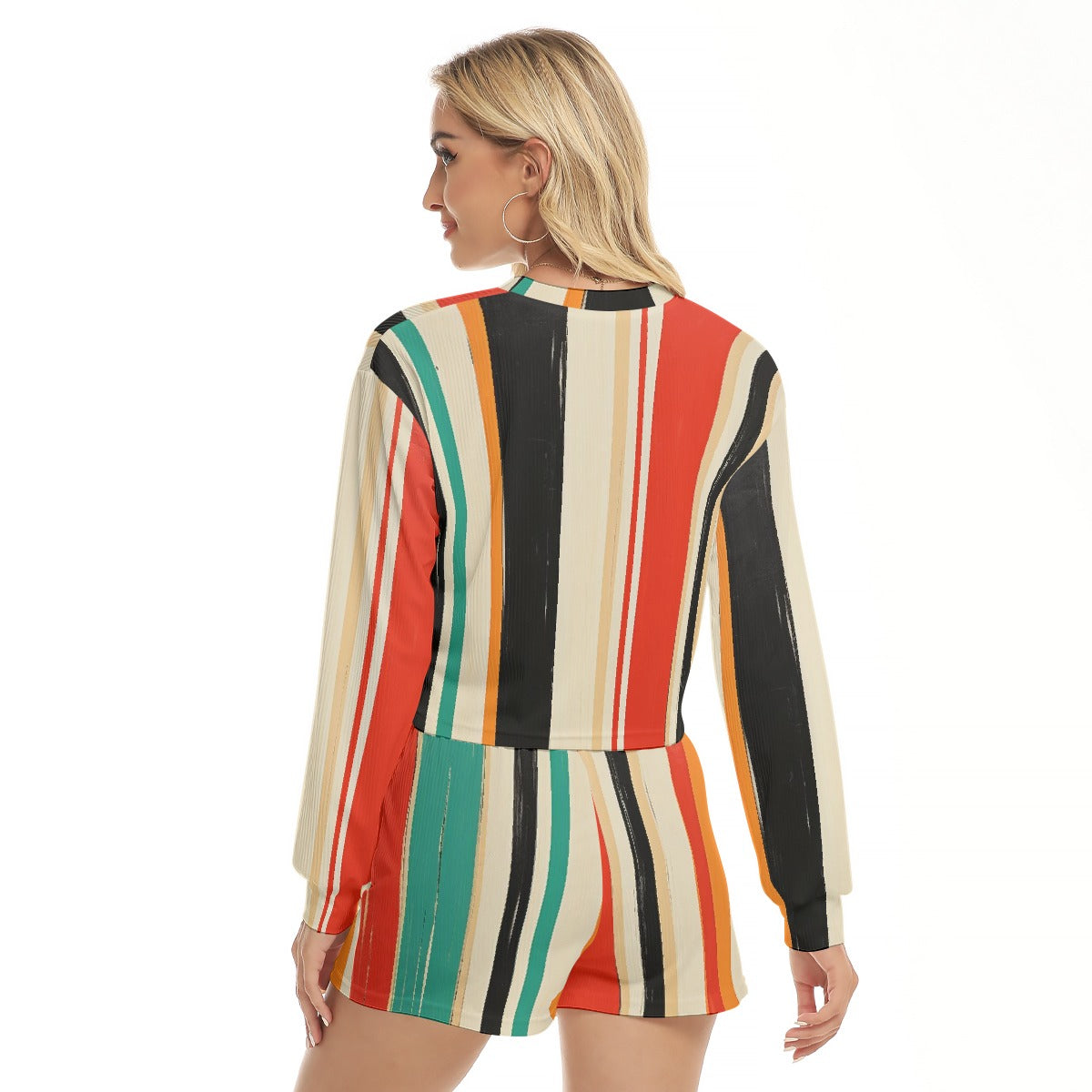 All-Over Print Women's Short Sweatshirt And Pants Suit