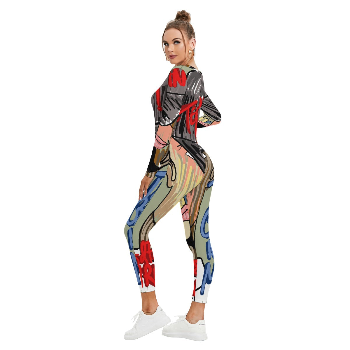 All-Over Print Women's Plunging Neck Jumpsuit