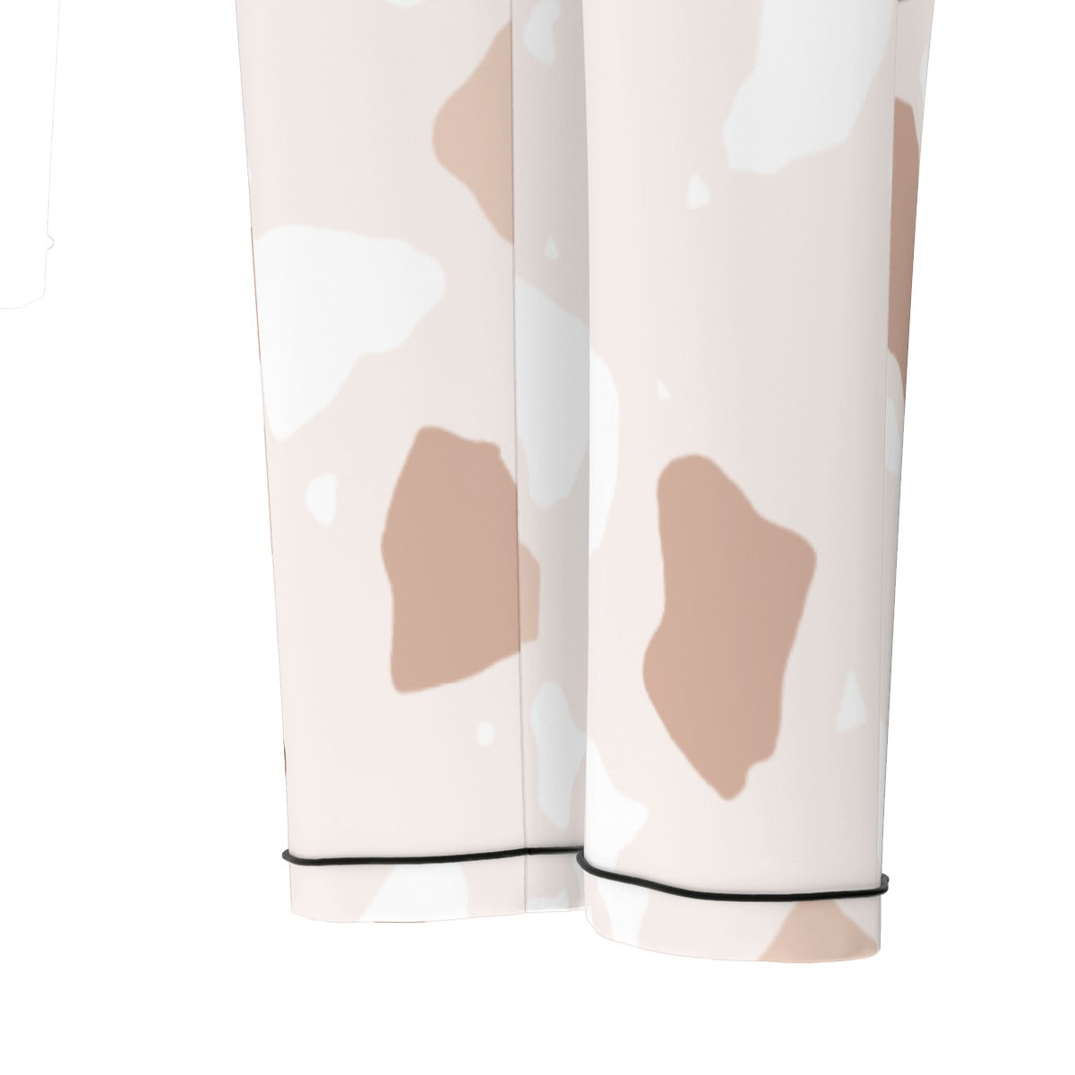 All-Over Print Women's Long Sleeve Pajama Set With Black Contrast Piping