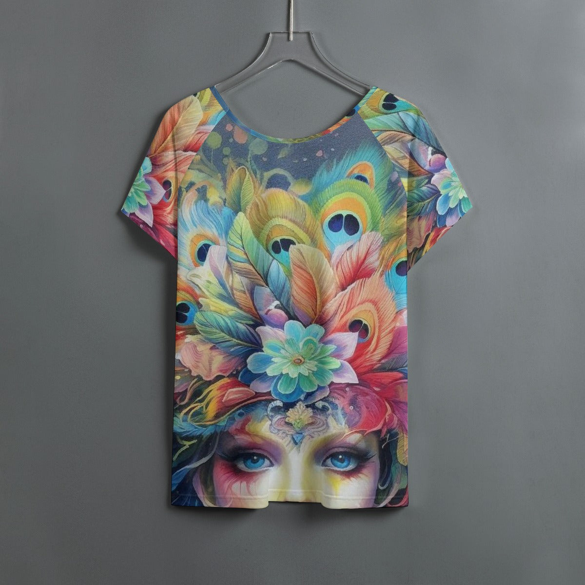 All-Over Print Women's Round Neck T-shirt With Raglan Sleeve