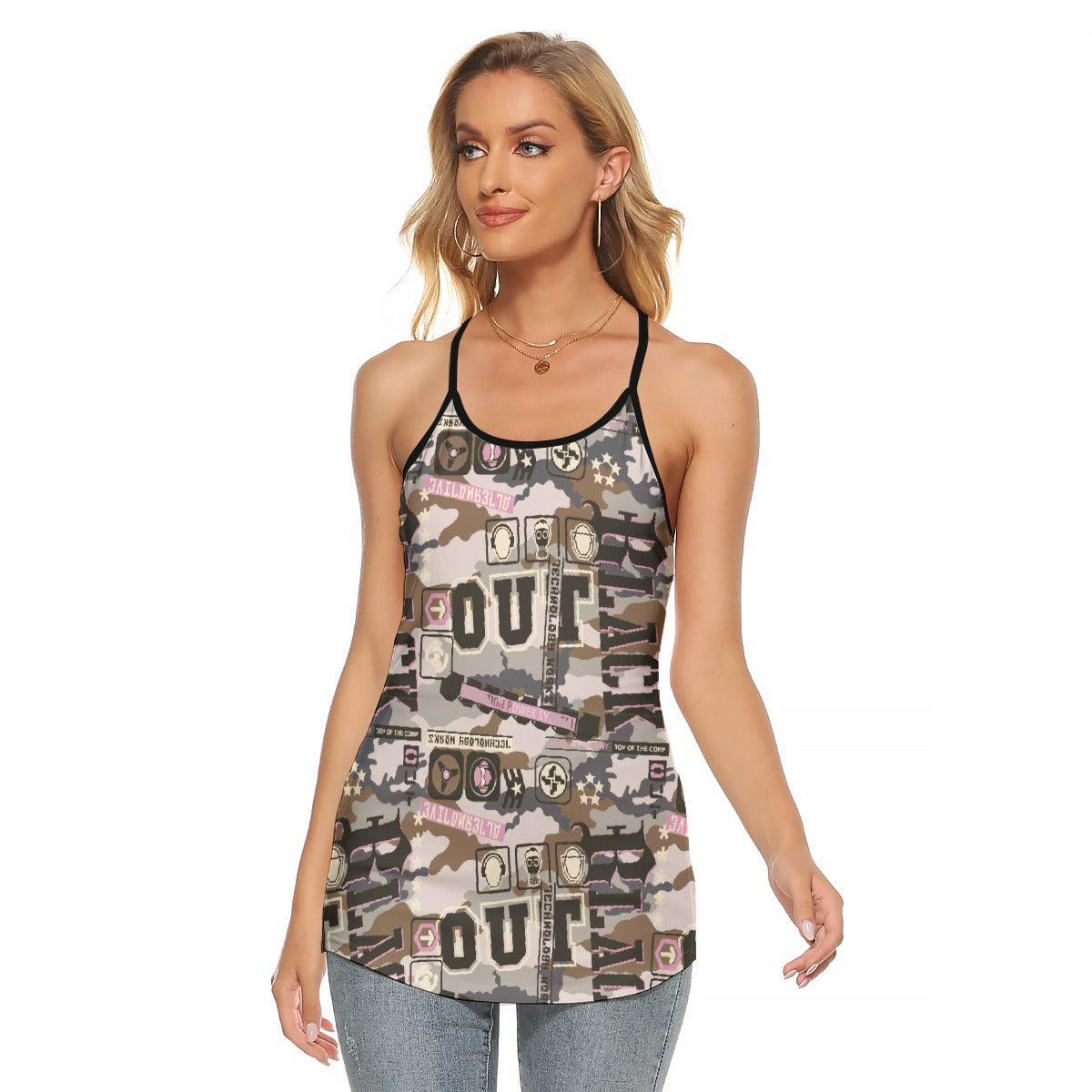 All-Over Print Women's Criss-Cross Open Back Tank Top