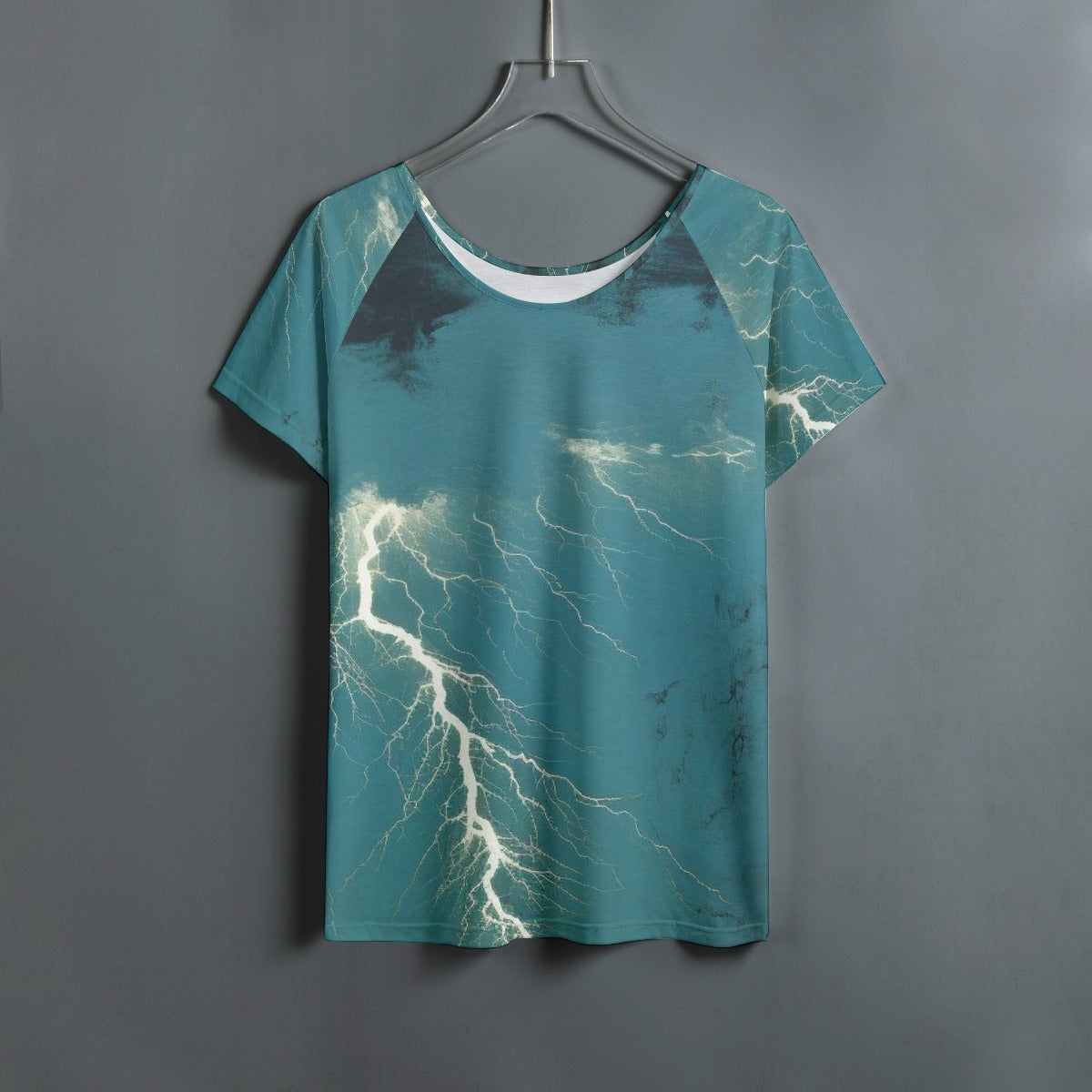 All-Over Print Women's Round Neck T-shirt With Raglan Sleeve