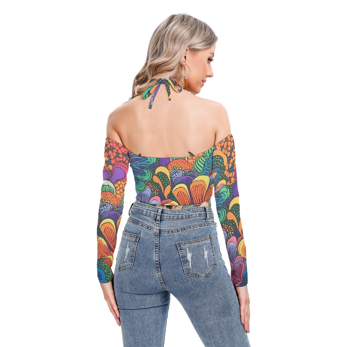 All-Over Print Women's Halter Lace-up Top