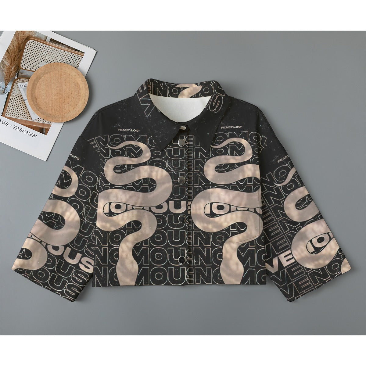 All-Over Print Women's Cropped Jacket | 245GSM Cotton