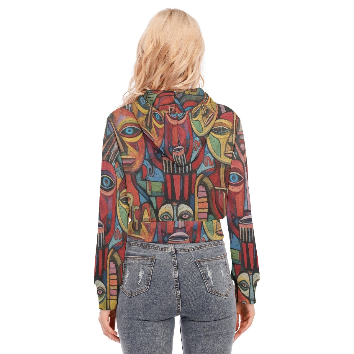 All-Over Print Women's Crop Top Hoodie With Zipper Closure
