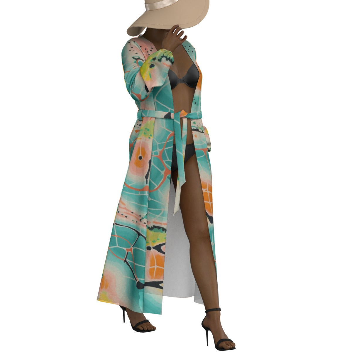 All-Over Print Women's Lace-up Chiffon Robe