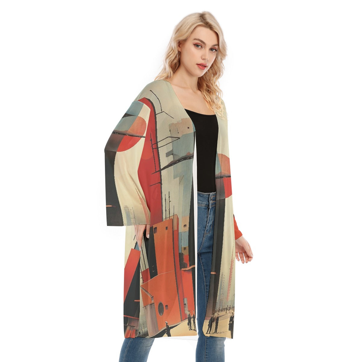 All- Over Print Women's Long Sleeve Mesh Cardigan