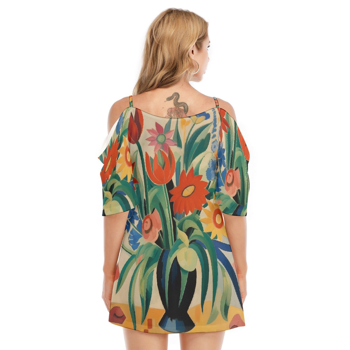 All-Over Print Women's Off-shoulder Cami Dress