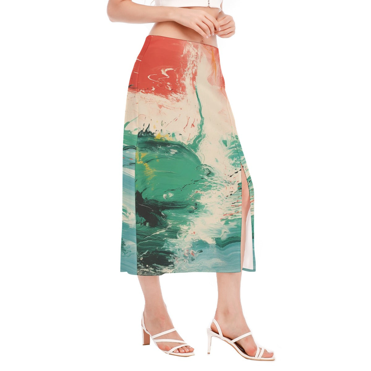 All-Over Print Women's High Slit Long Skirt