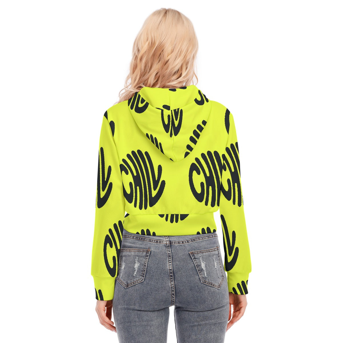 All-Over Print Women's Crop Top Hoodie With Zipper Closure