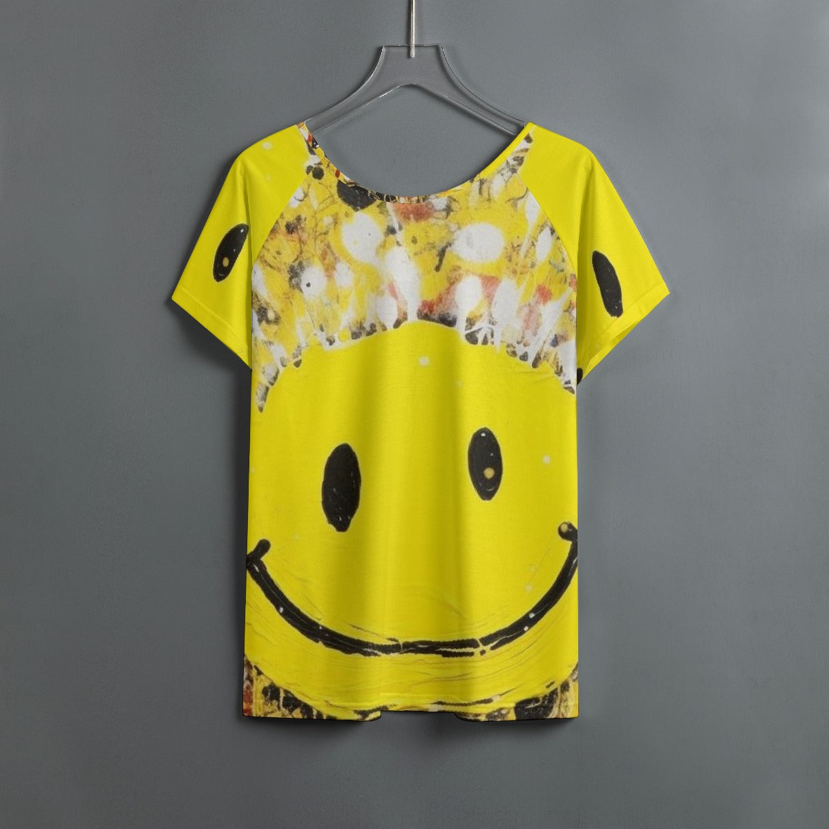 All-Over Print Women's Round Neck T-shirt With Raglan Sleeve