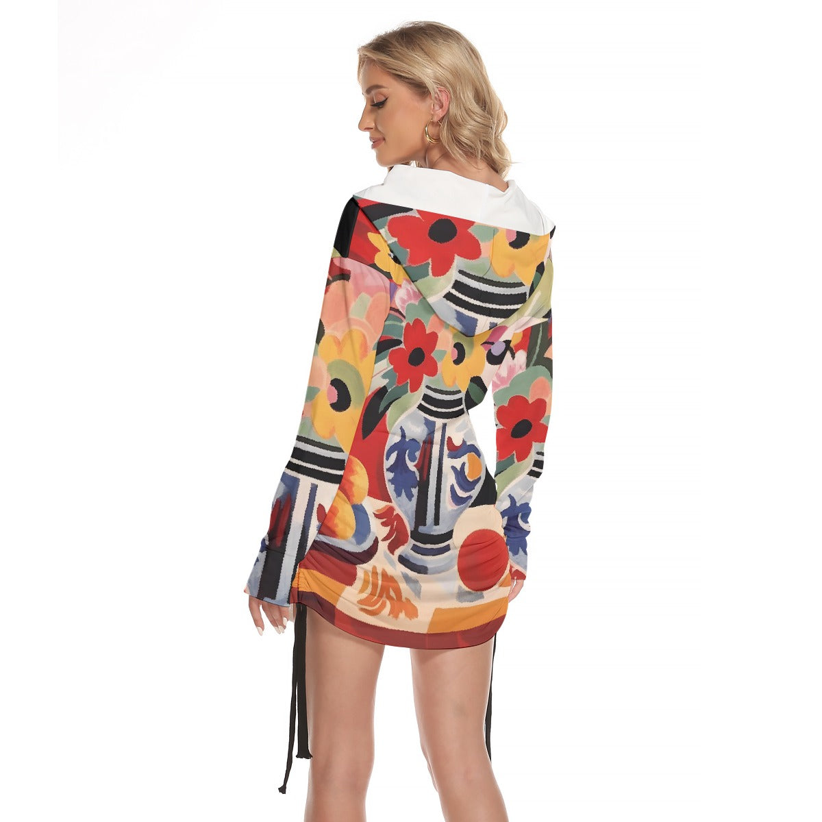 All-Over Print Women's One-shoulder Dress With Waist Shirring