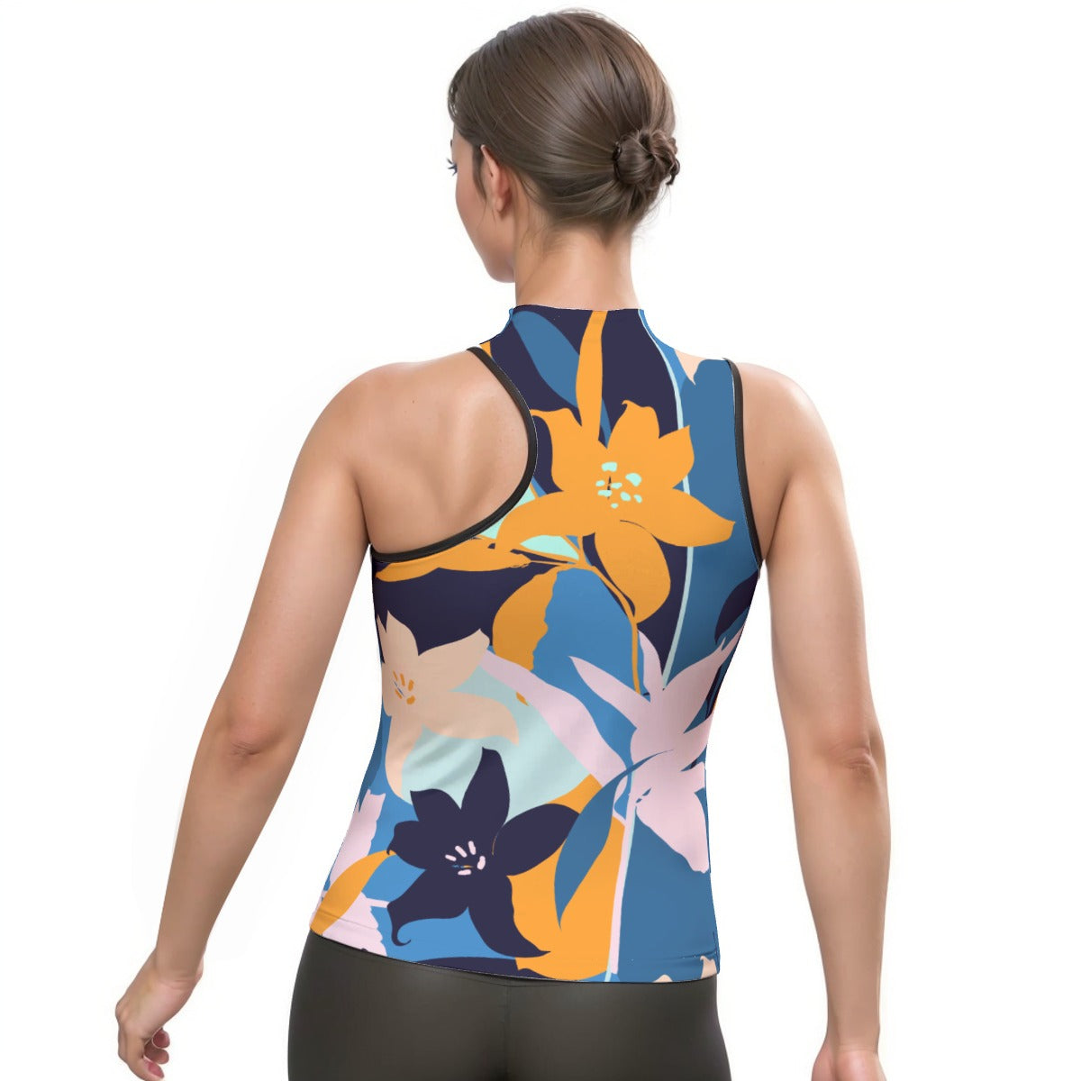 All-Over Print Women's Halter Sleeveless Asymmetrical Tank Top