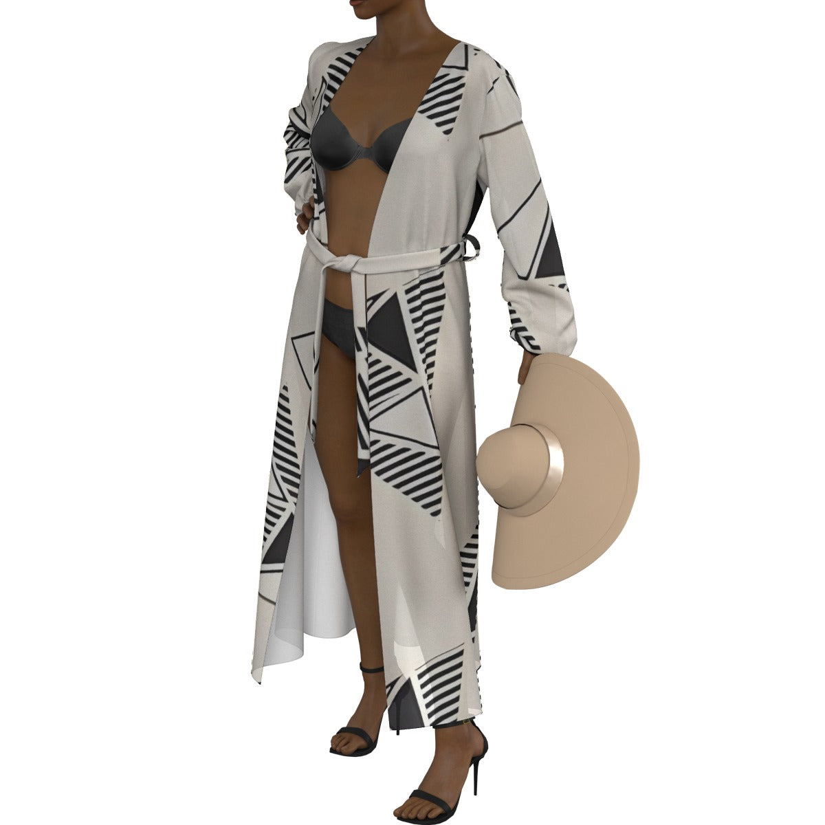 All-Over Print Women's Lace-up Chiffon Robe