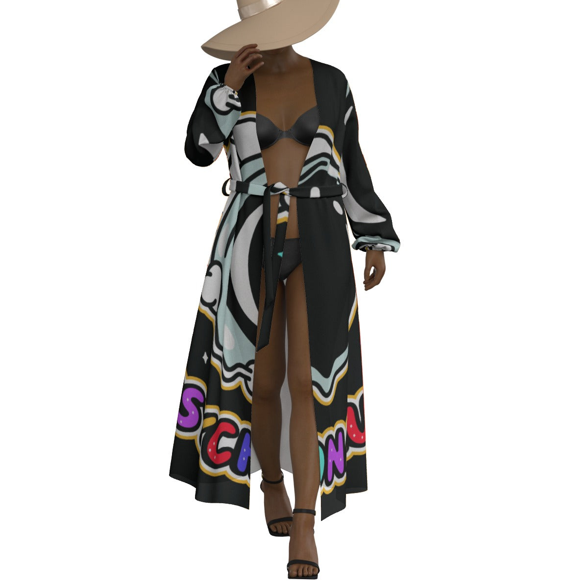 All-Over Print Women's Lace-up Chiffon Robe