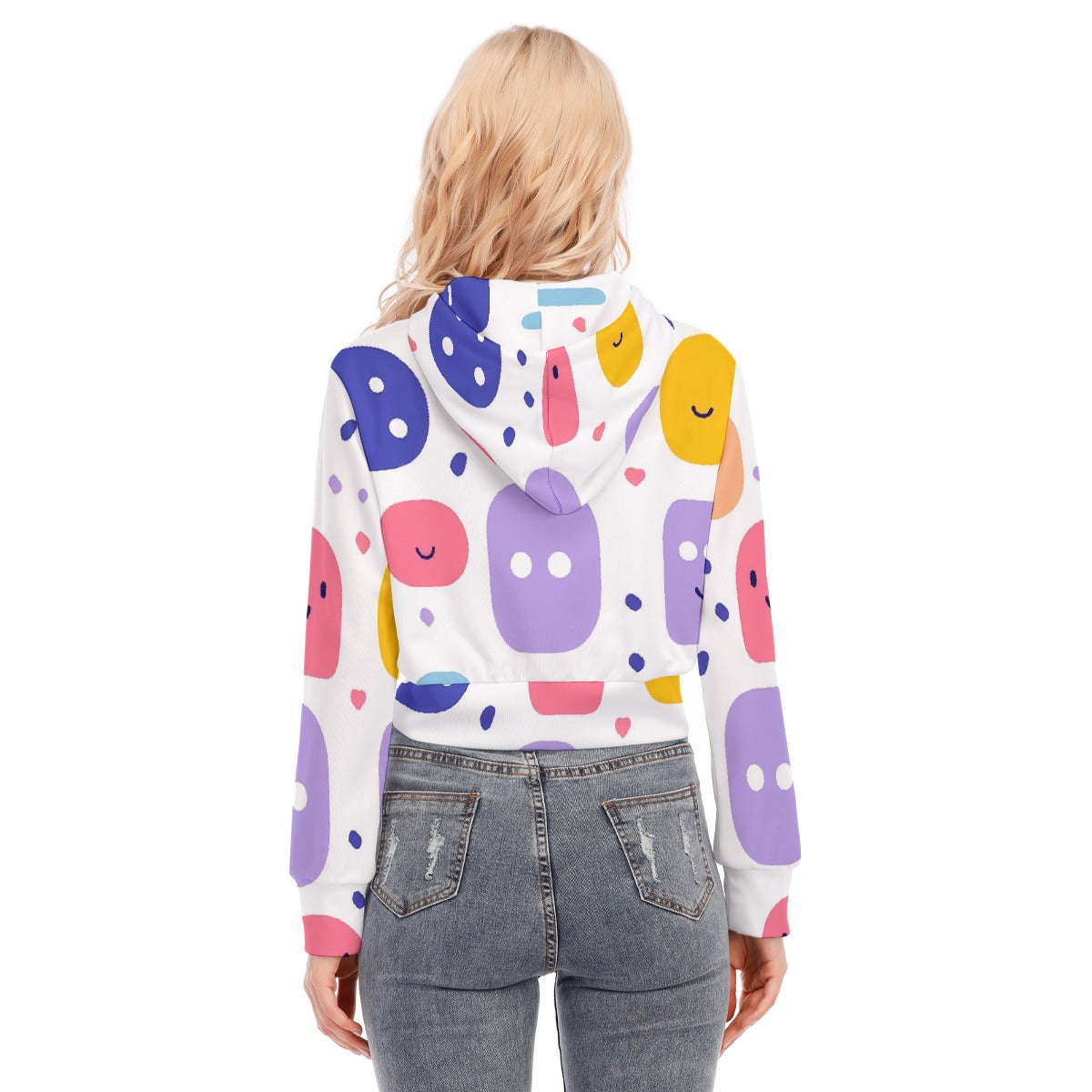 All-Over Print Women's Crop Top Hoodie With Zipper Closure