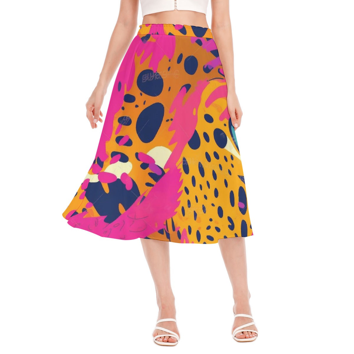 All-Over Print Women's Long Section Chiffon Skirt