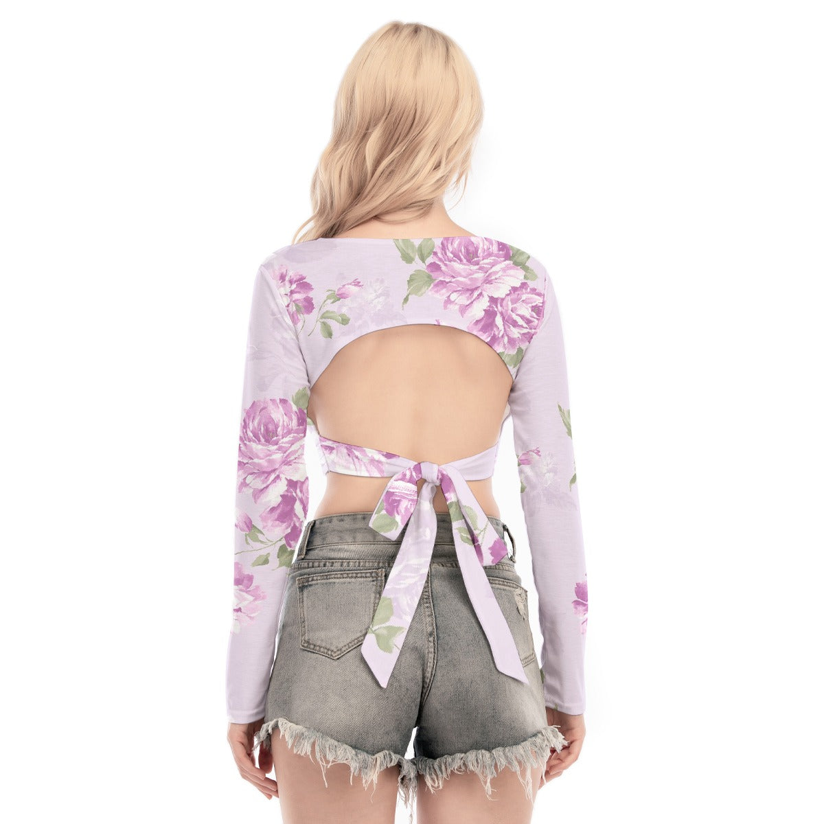 All-Over Print Women's Back Hollow T-shirt With Strap