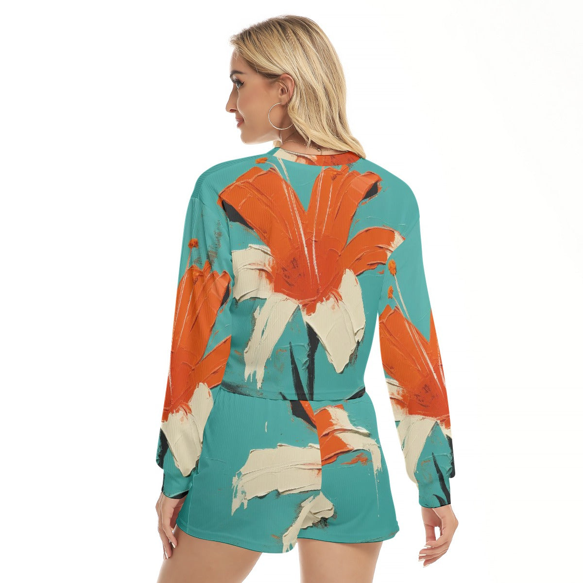 All-Over Print Women's Short Sweatshirt And Pants Suit