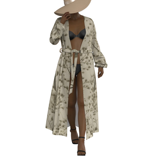 All-Over Print Women's Lace-up Chiffon Robe