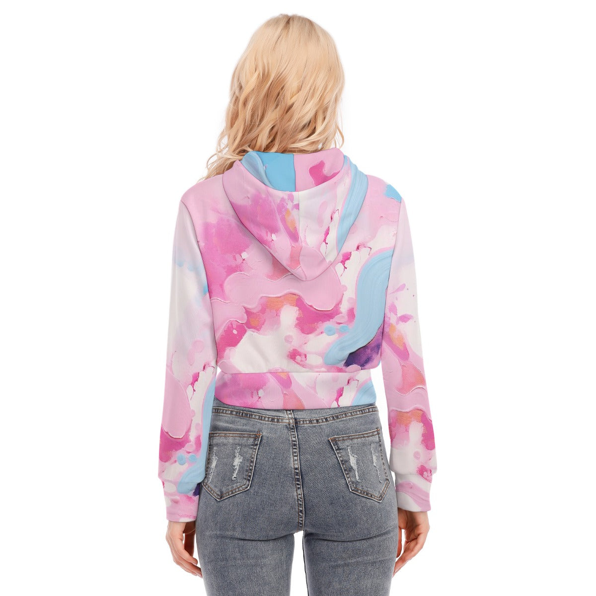 All-Over Print Women's Crop Top Hoodie With Zipper Closure