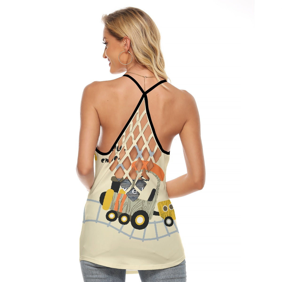 All-Over Print Women's Criss-Cross Open Back Tank Top