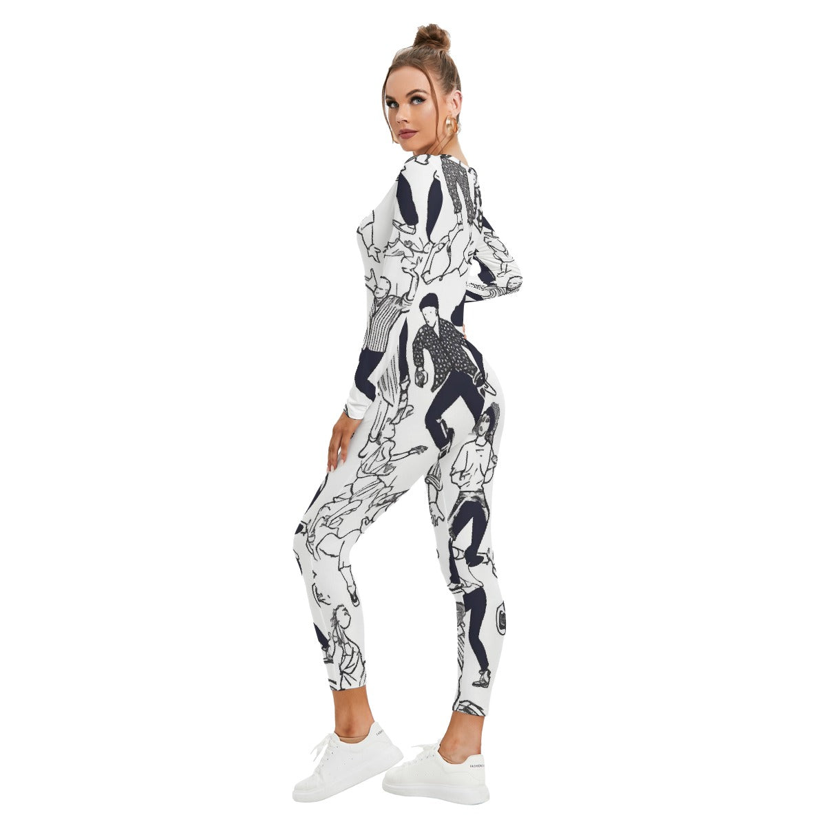 All-Over Print Women's Plunging Neck Jumpsuit